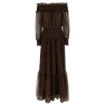 'Brown Georgette Off Shoulder Maxi' dress
