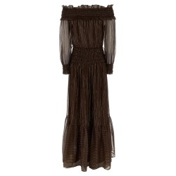 'Brown Georgette Off Shoulder Maxi' dress