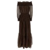 'Brown Georgette Off Shoulder Maxi' dress