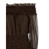 'Brown Georgette Off Shoulder Maxi' dress