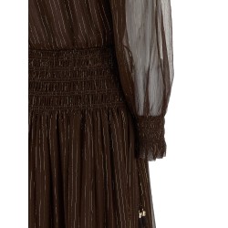 'Brown Georgette Off Shoulder Maxi' dress