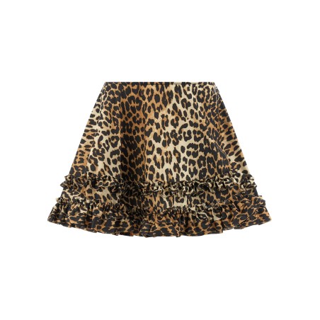 'Leopard Duchesse Nylon Mini Frill' skirt