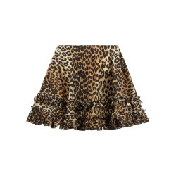 'Leopard Duchesse Nylon Mini Frill' skirt