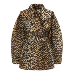 'Leopard Duchesse Nylon Short' trench coat