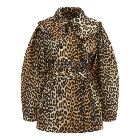 'Leopard Duchesse Nylon Short' trench coat