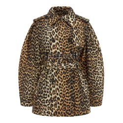 'Leopard Duchesse Nylon Short' trench coat