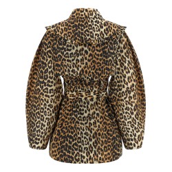 'Leopard Duchesse Nylon Short' trench coat
