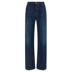 Stretched pleated trompe l'oeil jeans