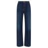 Stretched pleated trompe l'oeil jeans