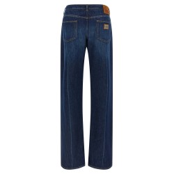 Stretched pleated trompe l'oeil jeans