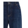 Stretched pleated trompe l'oeil jeans
