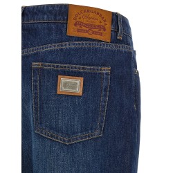 Stretched pleated trompe l'oeil jeans