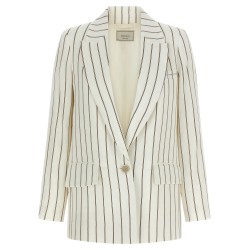 Pinstripe twill blazer
