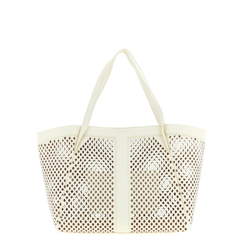 Openwork leather shopping bag