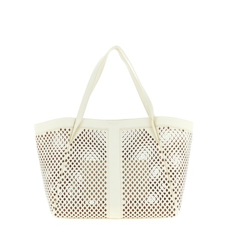 Openwork leather shopping bag