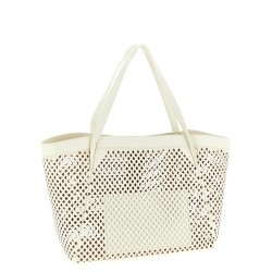 Openwork leather shopping bag