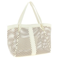 Openwork leather shopping bag