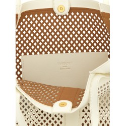 Openwork leather shopping bag