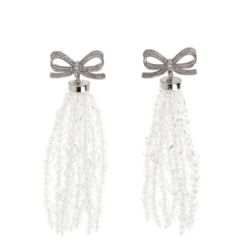 'Bow Beaded Waterfall' earrings