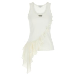 Silk ruffle tank top