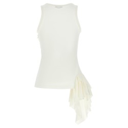 Silk ruffle tank top