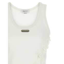 Silk ruffle tank top