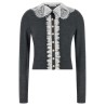 'Grey Lace Collar Knit' cardigan