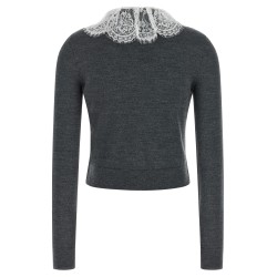 'Grey Lace Collar Knit' cardigan