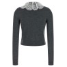 'Grey Lace Collar Knit' cardigan