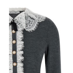 'Grey Lace Collar Knit' cardigan