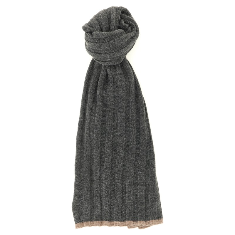 Ribbed cashmere knit scarf