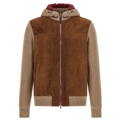Suede and cashmere bomber jacket
