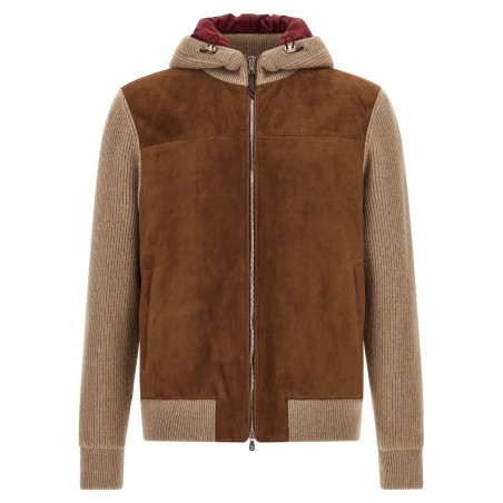 Suede and cashmere bomber jacket