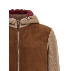 Suede and cashmere bomber jacket