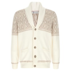 Braided jacquard shoulders cardigan