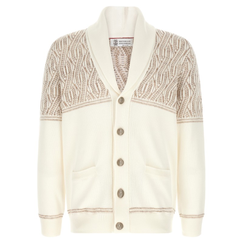 Braided jacquard shoulders cardigan