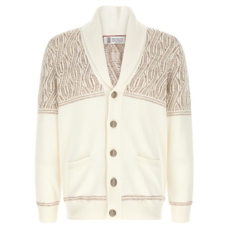 Braided jacquard shoulders cardigan