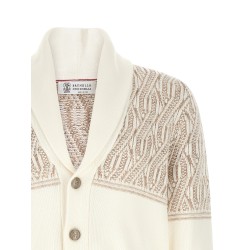 Braided jacquard shoulders cardigan