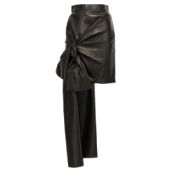 Maxi bow leather skirt