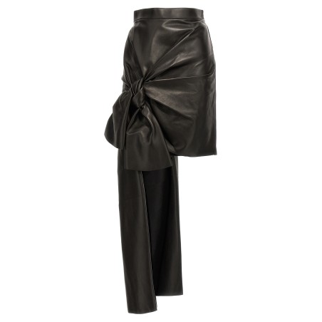 Maxi bow leather skirt