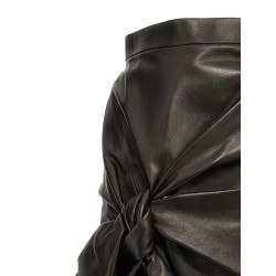 Maxi bow leather skirt