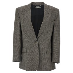 Single-breasted micro houndstooth blazer