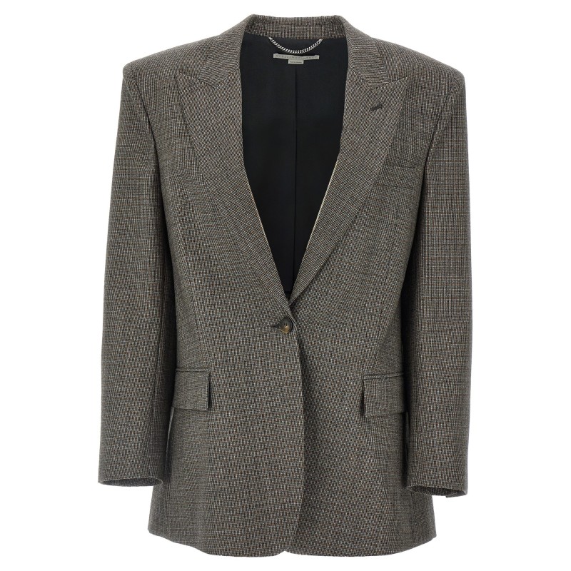 Single-breasted micro houndstooth blazer