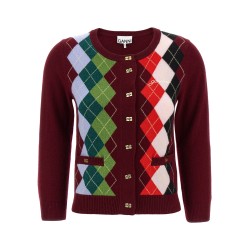 'Burgundy Check' cardigan