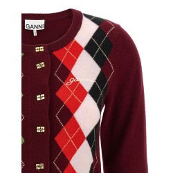 'Burgundy Check' cardigan