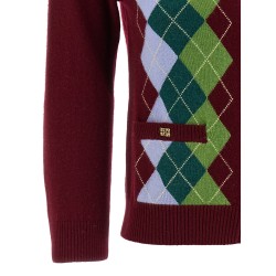 'Burgundy Check' cardigan