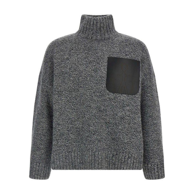'Leather Patch Pocket' sweater