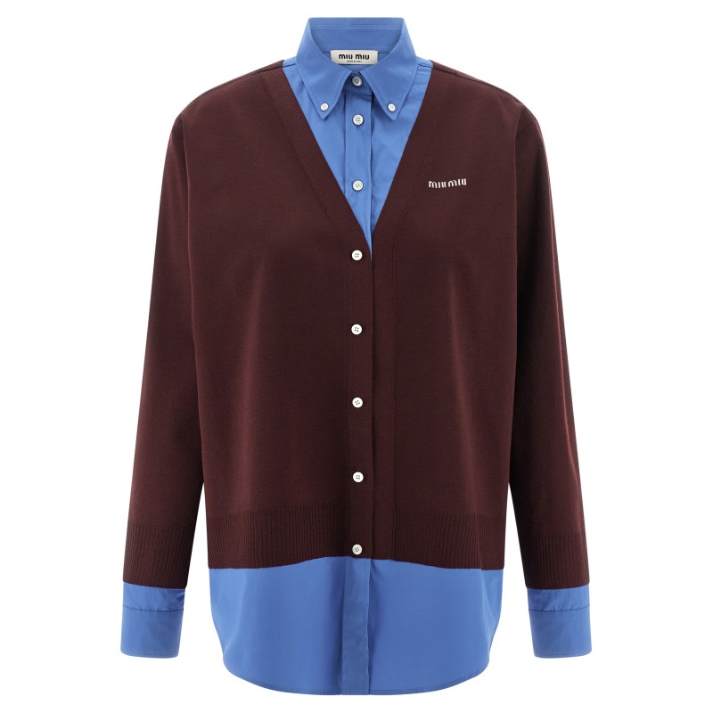 Poplin and cashmere shirt