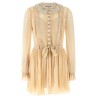 'Tan Pleated Georgette Mini' dress