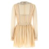 'Tan Pleated Georgette Mini' dress